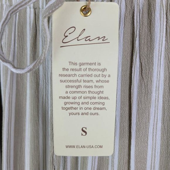 Elan NWT Wide Leg Tousers Tan/White Striped Pants with Pockets & Tassels - Picture 8 of 9